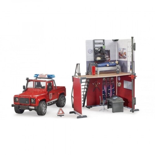 BRUDER fire station with Land Rover Defender and fireman, 62701 image 2