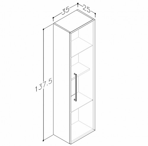 Высокий шкаф для ванной Raguvos Baldai JOY 35 CM taupe, glossy chrome 12301213 image 2