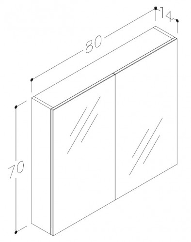Шкафчик с зеркальными дверцами Raguvos Baldai MILANO 80 CM matt white 1900512 image 2