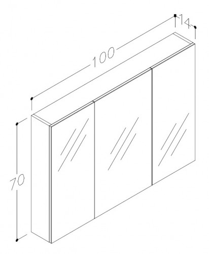 Шкафчик с зеркальными дверцами Raguvos Baldai MILANO 100 CM matt white 1900712 image 2