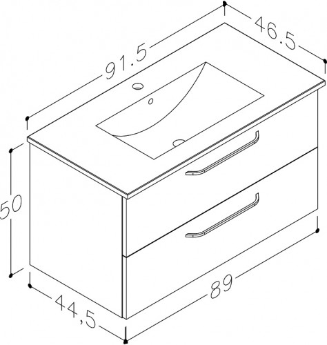 Basin unit with washbasin Raguvos Baldai LUNA 91.5 CM grey oak 18113610 image 2