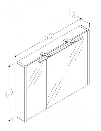 MIRROR CABINET WITH GARDA LED ILLUMINATOR Raguvos Baldai LUNA, SERENA 90 CM glossy white 1402611 image 2