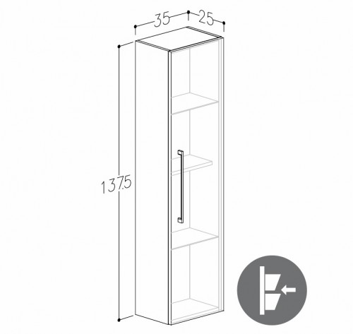 TALL UNIT WITH ACCESSORIES PANEL Raguvos Baldai ALLEGRO 35 CM glossy white/white 1130206 image 2