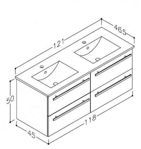 Basin unit with washbasin Raguvos Baldai SERENA 121 CM grey oak 14113810 image 2