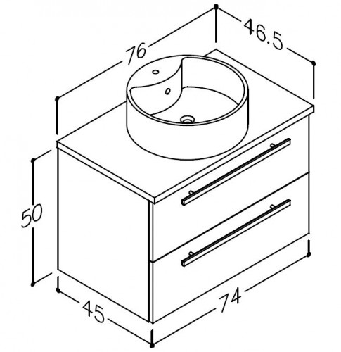 Basin unit with washbasin RONDO Raguvos Baldai SERENA 76 CM black oak/black oak 1431340101 image 2