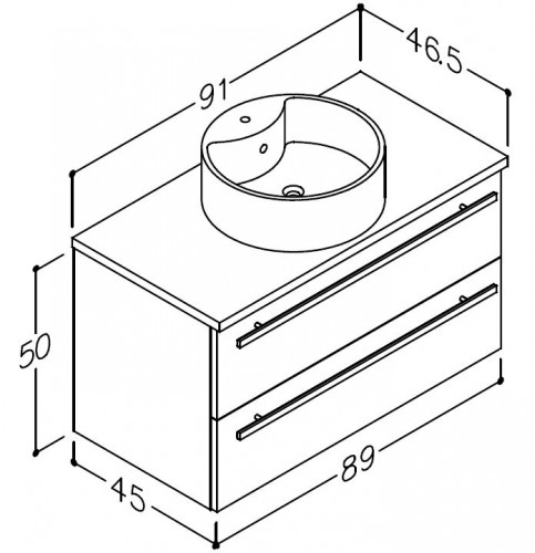 Basin unit with washbasin RONDO Raguvos Baldai SERENA 91 CM glossy white/grey oak 1431361110 image 2