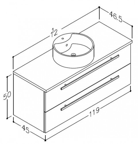 Basin unit with washbasin RONDO Raguvos Baldai SERENA 121 CM black oak/black oak 1431370101 image 2