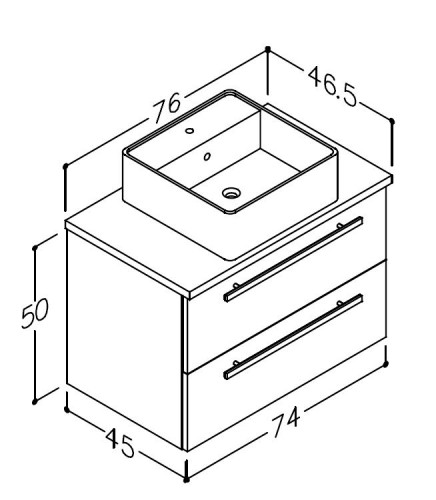 Basin unit with washbasin QUADRO Raguvos Baldai SERENA 76 CM grey oak/grey oak 1441341010 image 2