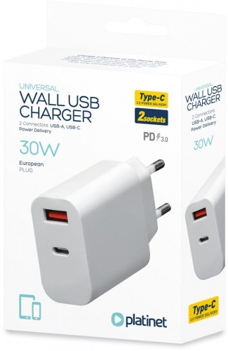 Platinet charger USB/USB-C 30W (PLCUPD30W) image 2