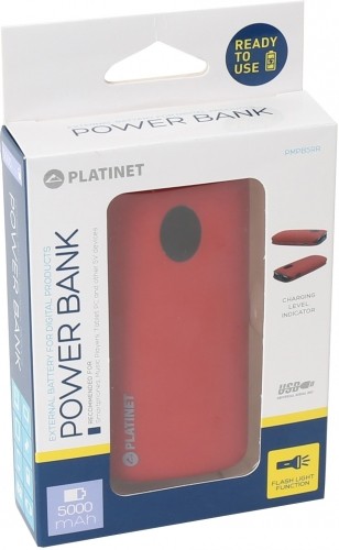 Platinet lādētājs-akumulators 5000mAh 2xUSB, sarkans (42411) image 2