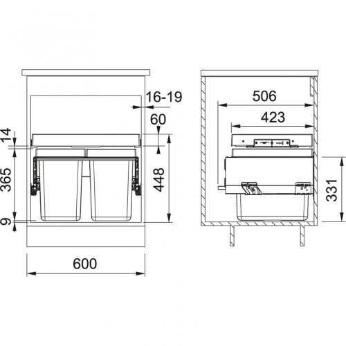 Franke Sorter FX 60 2 x 26L 121.0557.764 Система сортировки отходов image 2