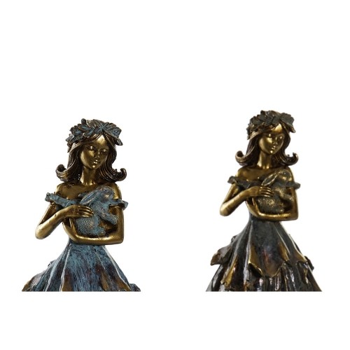 Decorative Figure DKD Home Decor 17 x 12,5 x 29,5 cm Lady Blue Copper Resin image 2