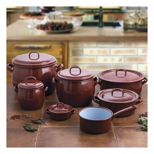 Casserole with lid Quid Classic Brown Enamelled Steel image 2
