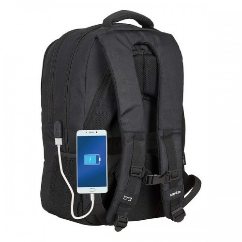 Rucksack for Laptop and Tablet with USB Output Safta 15,6'' Black 30 x 43 x 16 cm image 2