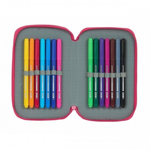 Double Pencil Case BlackFit8 M854 Pink 12.5 x 19.5 x 4 cm (28 Pieces) image 2