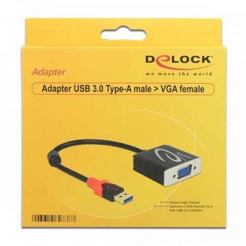 USB 3.0 uz VGA Adapteris DELOCK 62738 20 cm Melns image 2