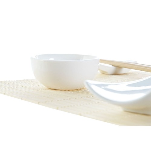 Sushi Set DKD Home Decor Bamboo Stoneware White Natural Oriental 28,5 x 19,5 x 3,3 cm (9 Pieces) (28,5 x 19,5 x 3,3 cm) image 2