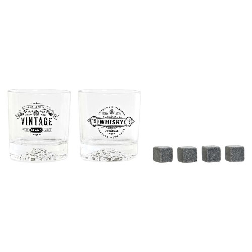 Set of glasses DKD Home Decor Transparent Dark grey Crystal Stone Plastic 6 Pieces 320 ml image 2