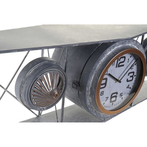 Sienas pulkstenis DKD Home Decor Stikls Dzelzs Lidmašīna Koks MDF Tumši pelēks (120 x 21 x 33.5 cm) image 2