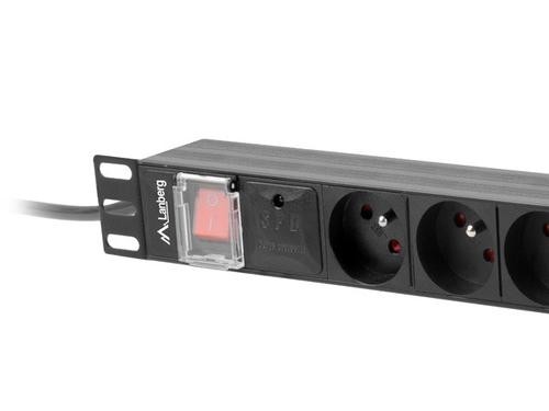 Lanberg PDU-08E-0200-BK power distribution unit (PDU) 8 AC outlet(s) 1U Black image 2