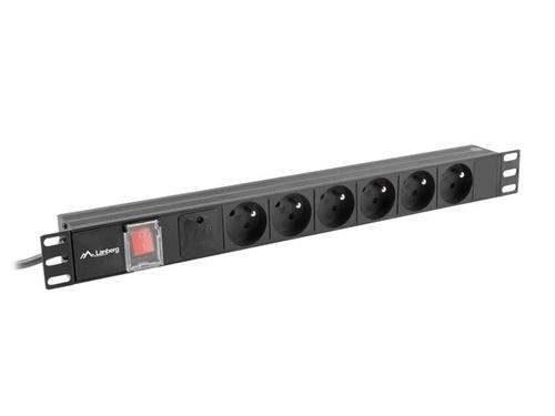 Lanberg PDU-06E-0200-BK power distribution unit (PDU) 6 AC outlet(s) 1U Black image 2