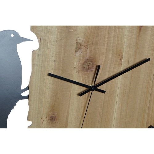 Wall Clock DKD Home Decor Black Brown White Iron Bird 50 x 4 x 50 cm MDF Wood (2 Units) image 2