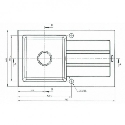 Sink MAIDSINKS Promo 76x44 1B 1D black image 2