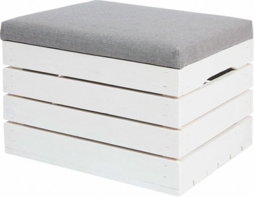Iso Trade Vintage Style Soft Pouffe Organiser Storage Box Grey Cushion 3636 (15252-0) image 2