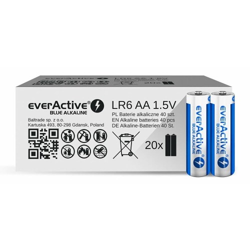 Alkaline batteries everActive Blue Alkaline LR5 AA  - carton box - 40 pieces, limited edition image 2