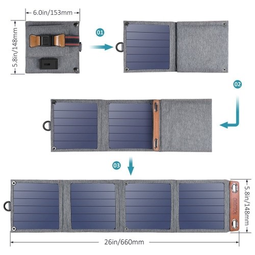Солнечное зарядное устройство Choetech 14 Вт / USB / 5 В / 2,4 А image 2