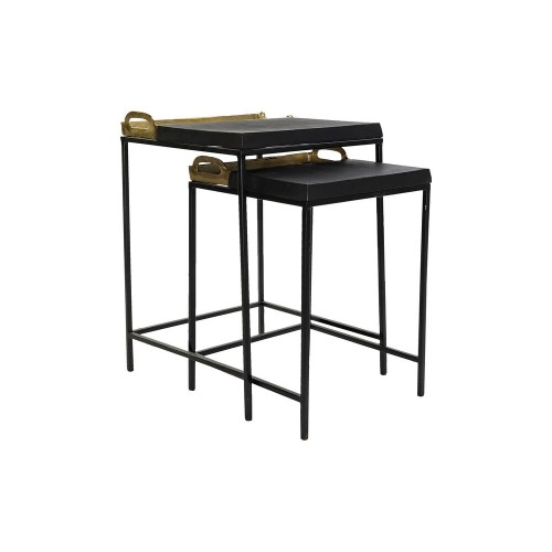 Side table DKD Home Decor Black Golden Steel Aluminium (43 x 42 x 58.5 cm) image 2