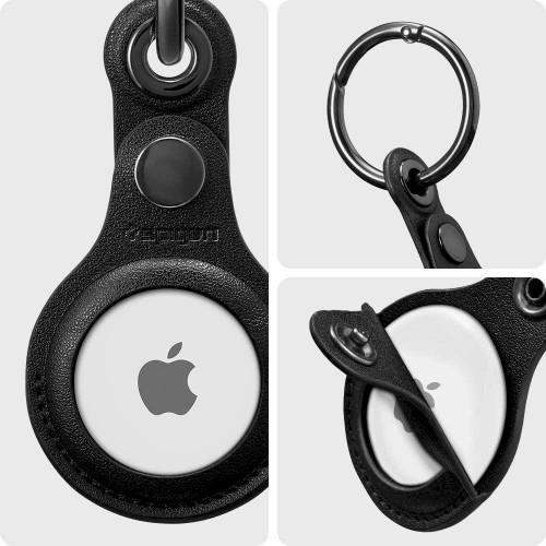 Spigen Valentius кожаный брелок для Apple AirTag с кольцом для ключей черный image 2