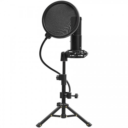 LORGAR Gaming Microphones, Black, USB condenser microphone with tripod stand, pop filter, including 1 microphone, 1 Height metal tripod, 1 plastic shock mount, 1 windscreen cap, 1,2m metel type-C USB cable, 1 pop filter, 154.6x56.1mm image 2