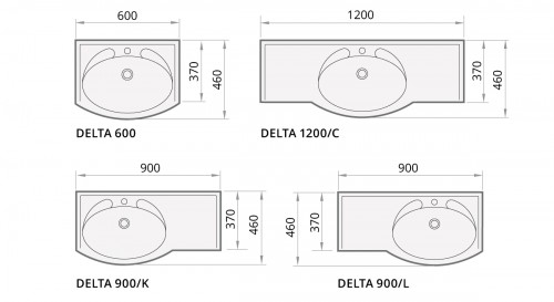 PAA DELTA 900 mm IDE900/K/00 Glossy White Раковина из литого камня (раковина слева) image 2