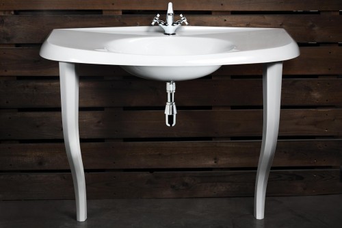 PAA VICTORIA IVICK/00 Glossy White Cast stone sink with decorative legs image 2