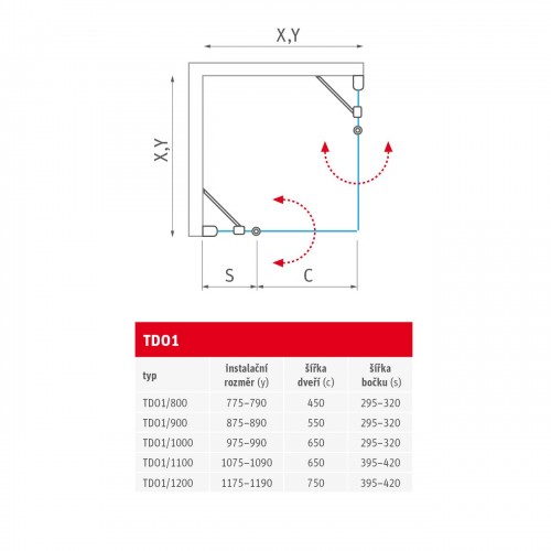 Roth TDO1/900 TOWER LINE Brillant/Transparent 724-9000000-00-02 dušas durvis image 2