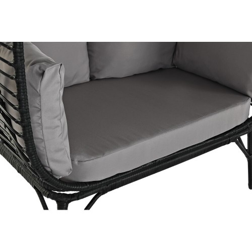 Garden sofa DKD Home Decor Black Beige synthetic rattan Steel (130 x 68 x 146 cm) (130 x 68 x 146 cm) image 2