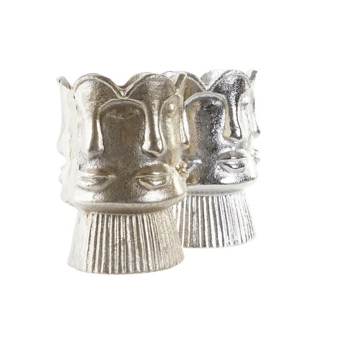 Vase DKD Home Decor Golden Face Champagne Silver Aluminium Modern 12 x 12 x 17 cm (2 Units) image 2