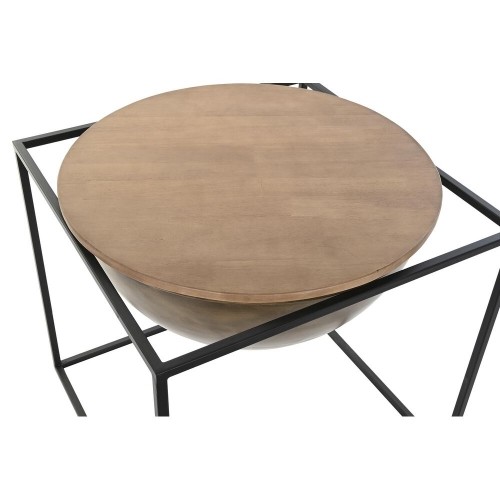 Вспомогательный стол DKD Home Decor Чёрный Металл Деревянный Коричневый (64 x 64 x 62,5 cm) image 2