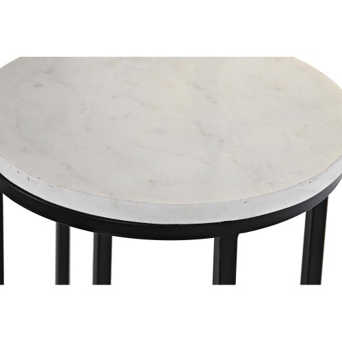 Komplekts ar 2 galdiņiem DKD Home Decor Melns Metāls Balts Marmors Moderns (30,5 x 30,5 x 69 cm) (2 pcs) image 2