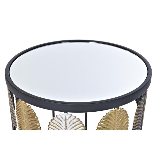 Komplekts ar 2 galdiņiem DKD Home Decor spogulis Melns Metāls Daudzkrāsains Moderns Augu lapa (46 x 46 x 61 cm) (2 pcs) image 2