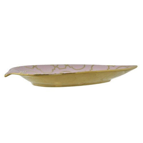 Galda rotājums DKD Home Decor Porcelāns Rozā Bronza Austrumniecisks Augu lapa (27,5 x 16 x 3 cm) image 2