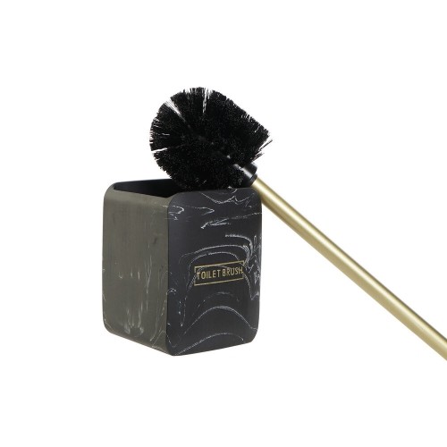 Щетка для унитаза DKD Home Decor Чёрный Позолоченный Металл Смола Мрамор (9,5 x 9,5 x 37 cm) image 2