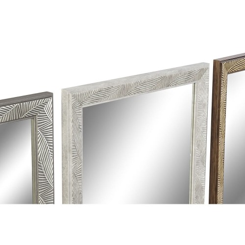 Настенное зеркало DKD Home Decor Стеклянный Натуральный Серый Коричневый Белый PS 4 штук Лист растения (36 x 2 x 95,5 cm) image 2