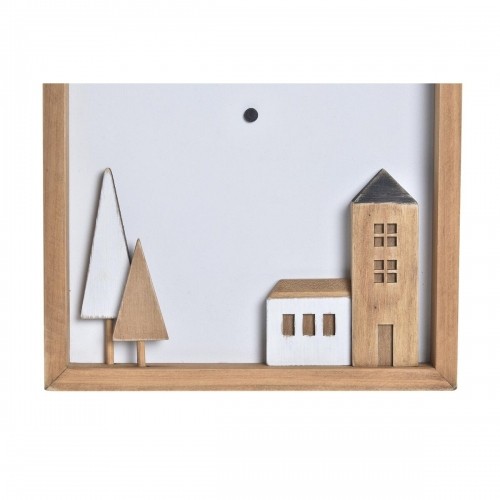 Wall Clock DKD Home Decor White Brown Wood Houses Urban 20 x 4 x 30 cm image 2