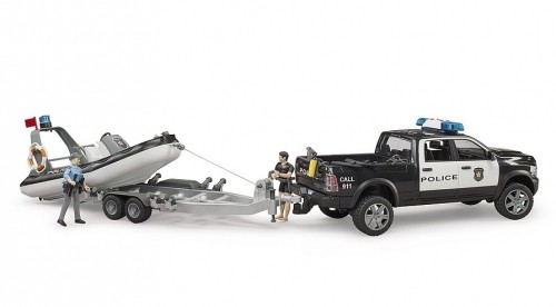 BRUDER RAM 2500 Police Pickup with L+S Module, trailer and boat, 02507 image 2