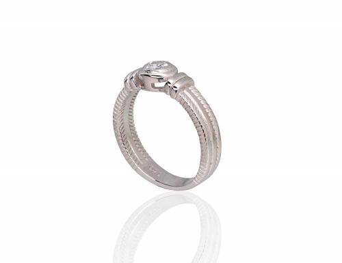 Серебряное кольцо #2101796(PRh-Gr)_CZ, Серебро	925°, родий (покрытие), Цирконы , Размер: 17.5, 4.1 гр. image 2