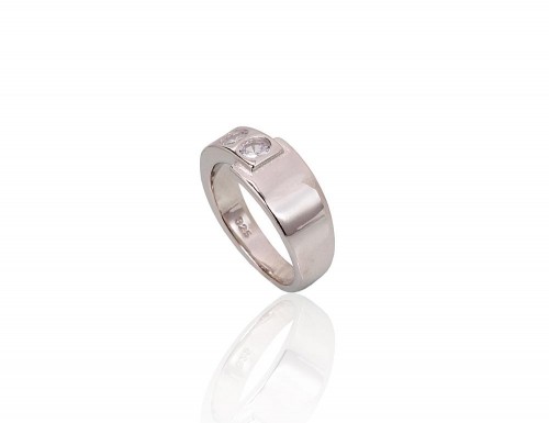 Серебряное кольцо #2101712(PRh-Gr)_CZ, Серебро	925°, родий (покрытие), Цирконы , Размер: 18, 6 гр. image 2
