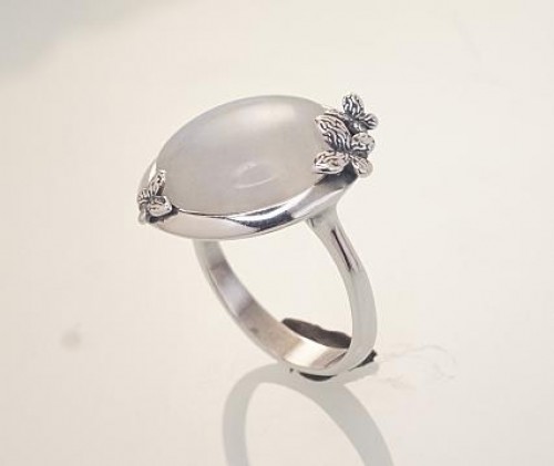Серебряное кольцо #2101449(POx-Bk)_MS, Серебро	925°, оксид (покрытие), Лунный камень , Размер: 18, 6 гр. image 2