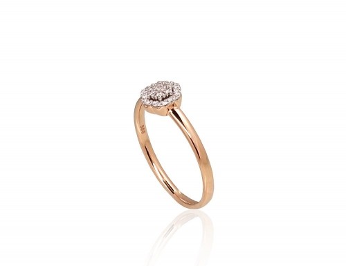 Золотое кольцо #1100944(Au-R+PRh-W)_DI, Красное Золото	585°, родий (покрытие) , Бриллианты (0,085Ct), Размер: 17, 1.85 гр. image 2